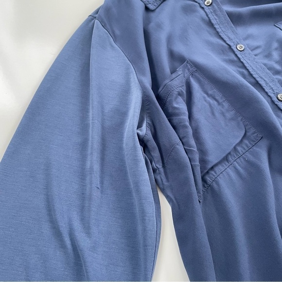 Chaps Denim Women's Slate Blue Soft Drapey Long-sleeve Button Down Size 1X - Picture 8 of 8